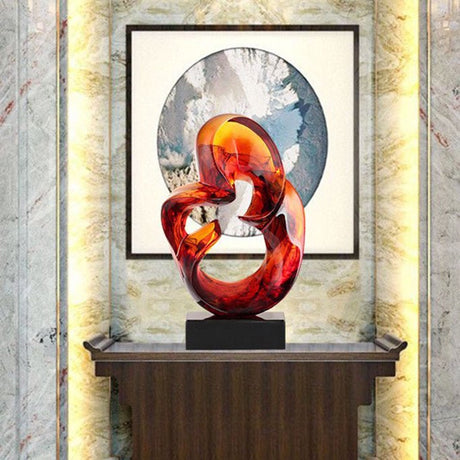 Luxury Glass - Effect Resin Sculpture – Modern Abstract Home Décor - Blue - 