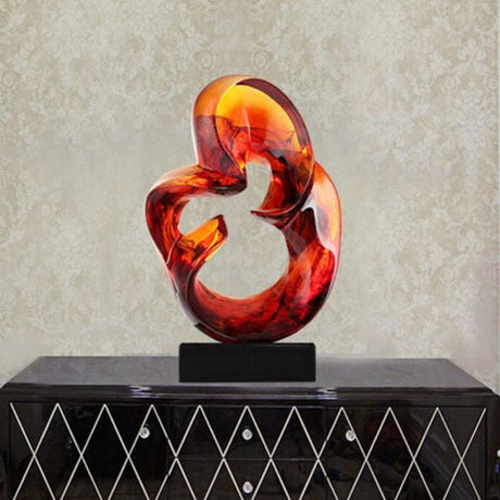 Luxury Glass - Effect Resin Sculpture – Modern Abstract Home Décor - Blue - 