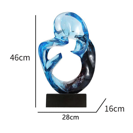 Luxury Glass - Effect Resin Sculpture – Modern Abstract Home Décor - Blue - 