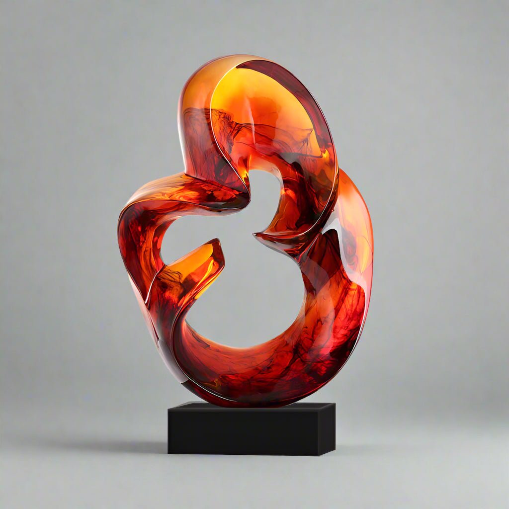 Luxury Glass - Effect Resin Sculpture – Modern Abstract Home Décor - Blue - 