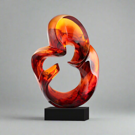 Luxury Glass - Effect Resin Sculpture – Modern Abstract Home Décor - Blue - 