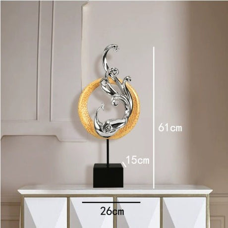 Luxury Phoenix Sculptures – Artistic Resin Home Décor Ornaments - Large Short Single - Elegant Silver - 