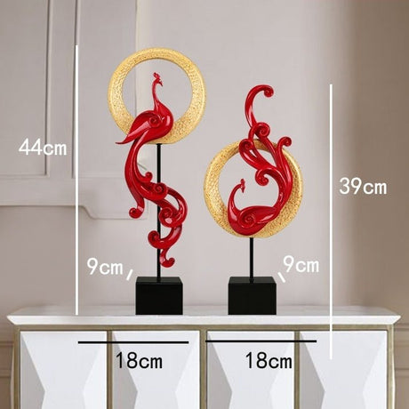 Luxury Phoenix Sculptures – Artistic Resin Home Décor Ornaments - Large High Single - Elegant Silver - 