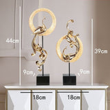 Luxury Phoenix Sculptures – Artistic Resin Home Décor Ornaments - Large High Single - Elegant Silver - 