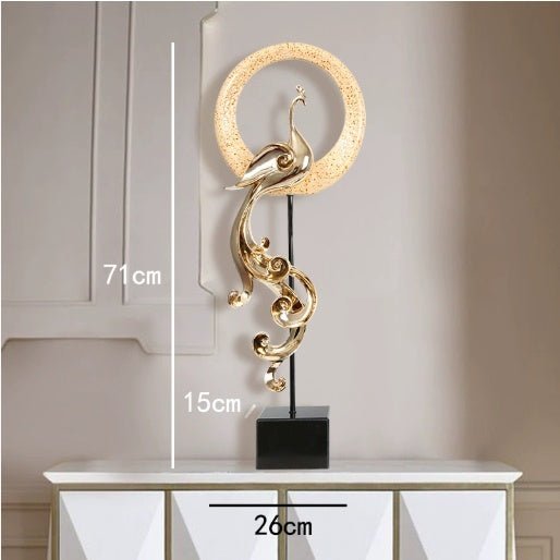 Luxury Phoenix Sculptures – Artistic Resin Home Décor Ornaments - Large High Single - Rose Gold - 