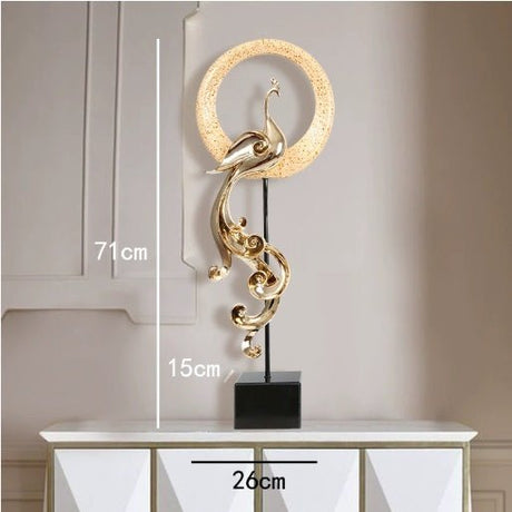Luxury Phoenix Sculptures – Artistic Resin Home Décor Ornaments - Large High Single - Rose Gold - 