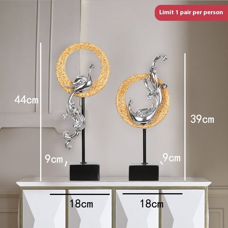 Luxury Phoenix Sculptures – Artistic Resin Home Décor Ornaments - Large High Single - Elegant Silver - 