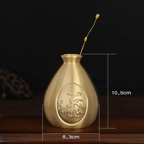 Luxury Pure Brass Decorative Carved Flower Vases – Handcrafted Ornamental Art - Brass Flower & Bird Carved Vase - 