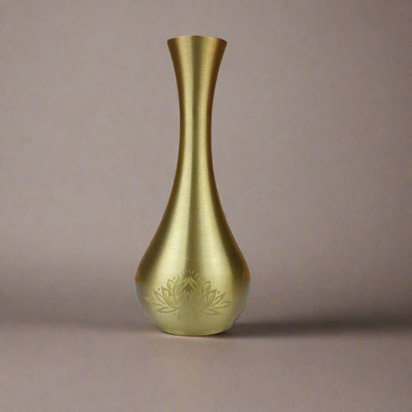 Luxury Pure Brass Decorative Carved Flower Vases – Handcrafted Ornamental Art - Brass Lotus Carved Vase – Small - 