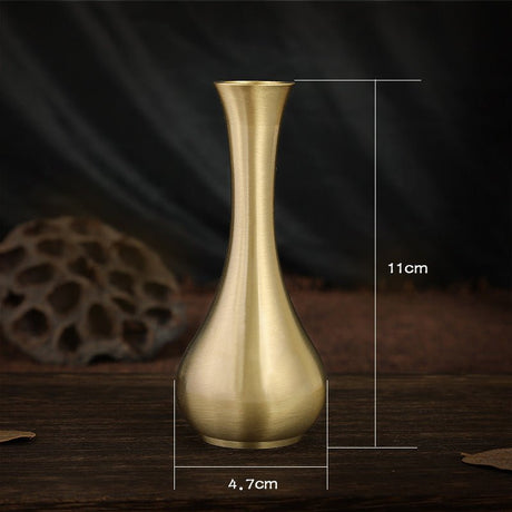Luxury Pure Brass Decorative Carved Flower Vases – Handcrafted Ornamental Art - Classic Brass Carved Vase – Small - 