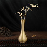 Luxury Pure Brass Decorative Carved Flower Vases – Handcrafted Ornamental Art - Brass Lotus Carved Vase – Small - 