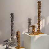 Luxury Resin Candlestick Sculptures – Modern Electroplated Ornaments (Gold & Silver) - Gold Large - 