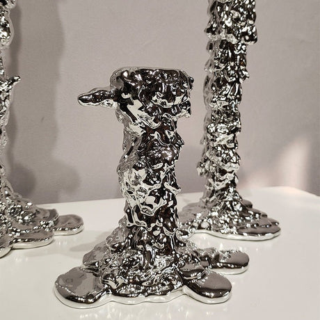 Luxury Resin Candlestick Sculptures – Modern Electroplated Ornaments (Gold & Silver) - Gold Large - 