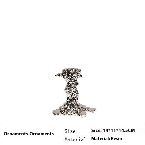 Luxury Resin Candlestick Sculptures – Modern Electroplated Ornaments (Gold & Silver) - Silver Small - 
