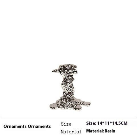 Luxury Resin Candlestick Sculptures – Modern Electroplated Ornaments (Gold & Silver) - Silver Small - 