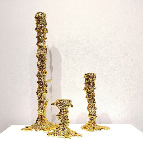 Luxury Resin Candlestick Sculptures – Modern Electroplated Ornaments (Gold & Silver) - Gold Large - 