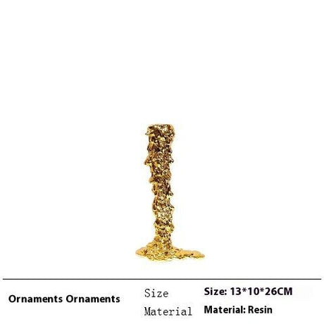 Luxury Resin Candlestick Sculptures – Modern Electroplated Ornaments (Gold & Silver) - Gold Medium - 