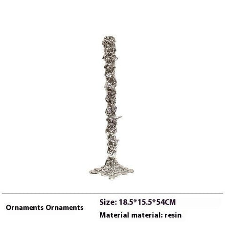 Luxury Resin Candlestick Sculptures – Modern Electroplated Ornaments (Gold & Silver) - Silver Large - 