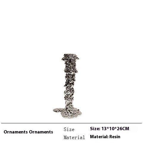 Luxury Resin Candlestick Sculptures – Modern Electroplated Ornaments (Gold & Silver) - Silver Medium - 