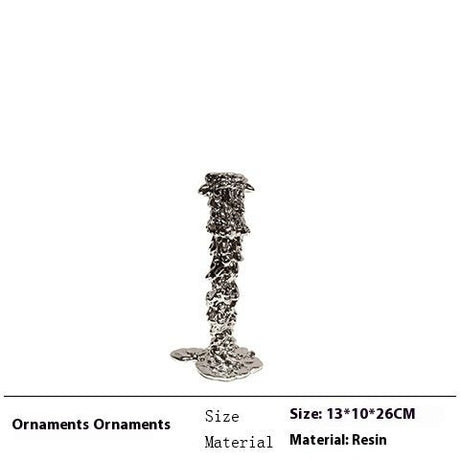 Luxury Resin Candlestick Sculptures – Modern Electroplated Ornaments (Gold & Silver) - Silver Medium - 