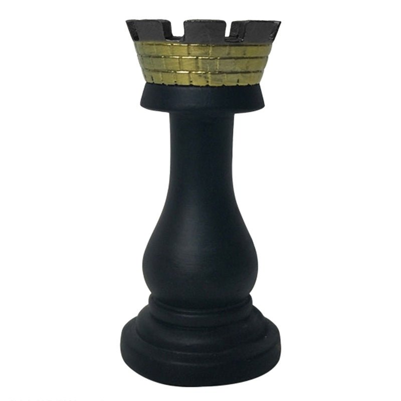 Luxury Resin Chess Piece Ornaments – Creative Modern Decor - Black Rook Ornament - 