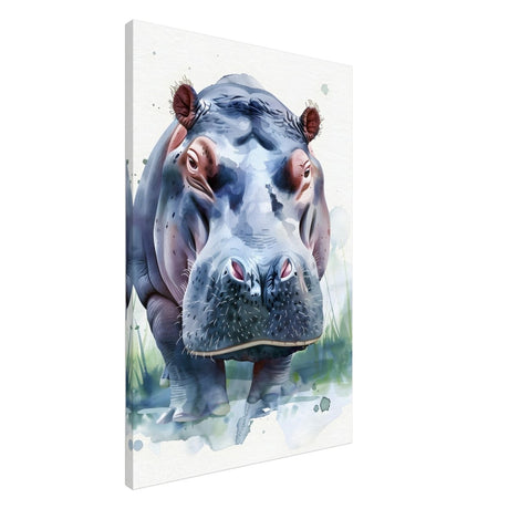 Majestic Hippo Watercolor | Contemporary Watercolor Illustration Wall art Print - 60x90 cm / 24x36″ - Canvas - 