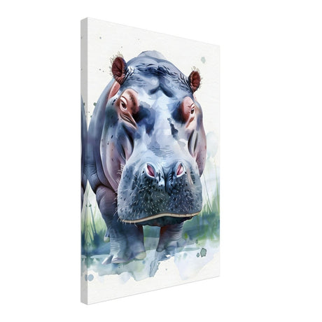 Majestic Hippo Watercolor | Contemporary Watercolor Illustration Wall art Print - 40x60 cm / 16x24″ - Canvas - 
