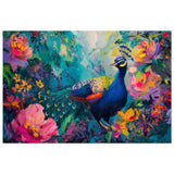 Majestic Peacock in Bloom: A Celebration of Nature's Grandeur | Contemporary Impressionist Wildlife Painting - Canvas - 50x75 cm / 20x30″ - 