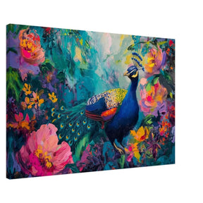 Majestic Peacock in Bloom: A Celebration of Nature's Grandeur | Contemporary Impressionist Wildlife Painting - Canvas - 60x90 cm / 24x36″ - 