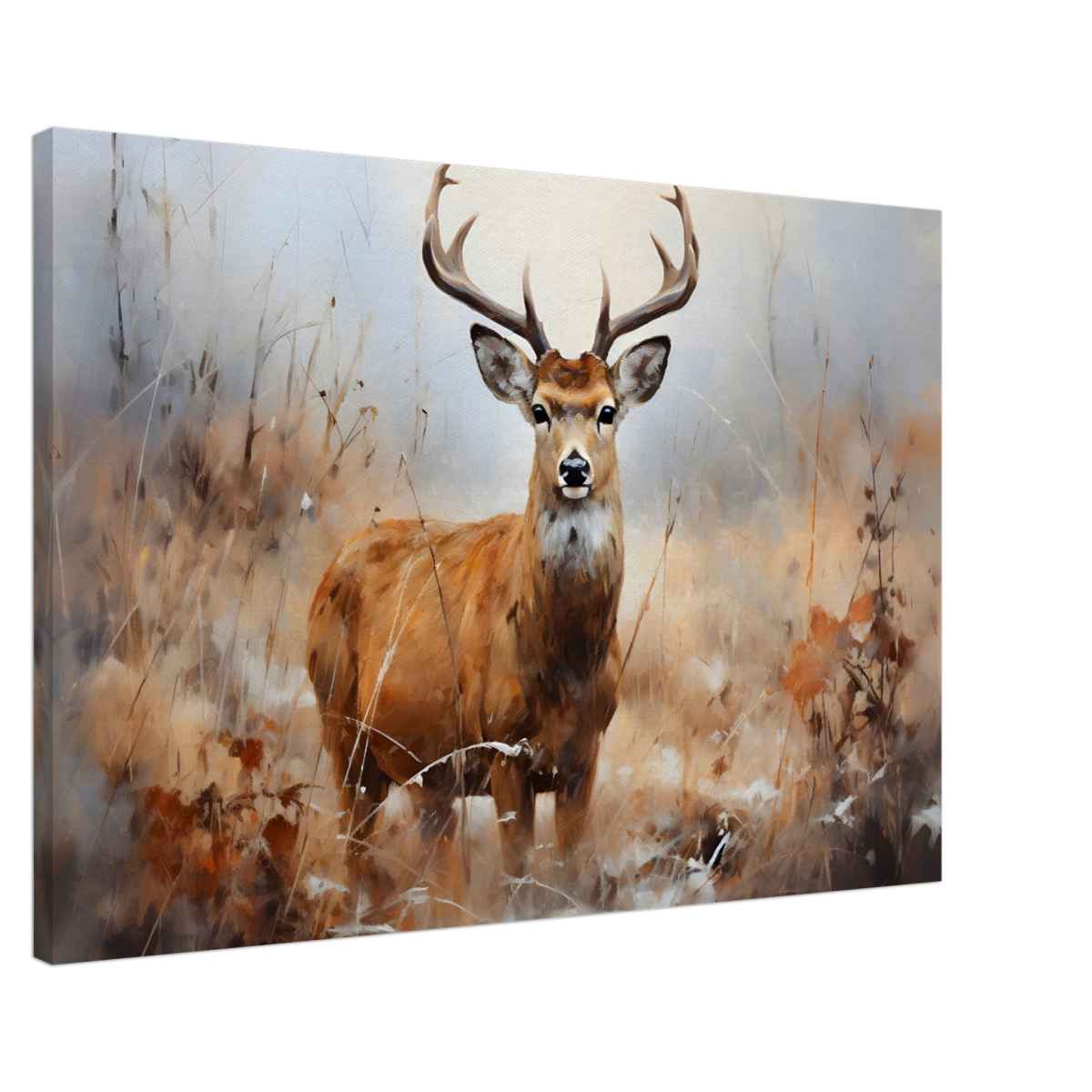 Majestic Stag – Wildlife Deer Portrait Wall Art Print - Canvas - 60x90 cm / 24x36″ - 