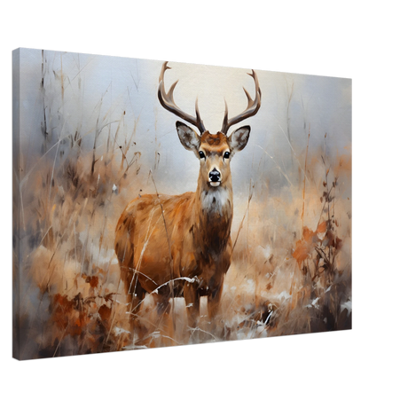 Majestic Stag – Wildlife Deer Portrait Wall Art Print - Canvas - 60x90 cm / 24x36″ - 