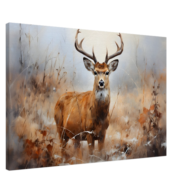 Majestic Stag – Wildlife Deer Portrait Wall Art Print - Canvas - 60x90 cm / 24x36″ - 