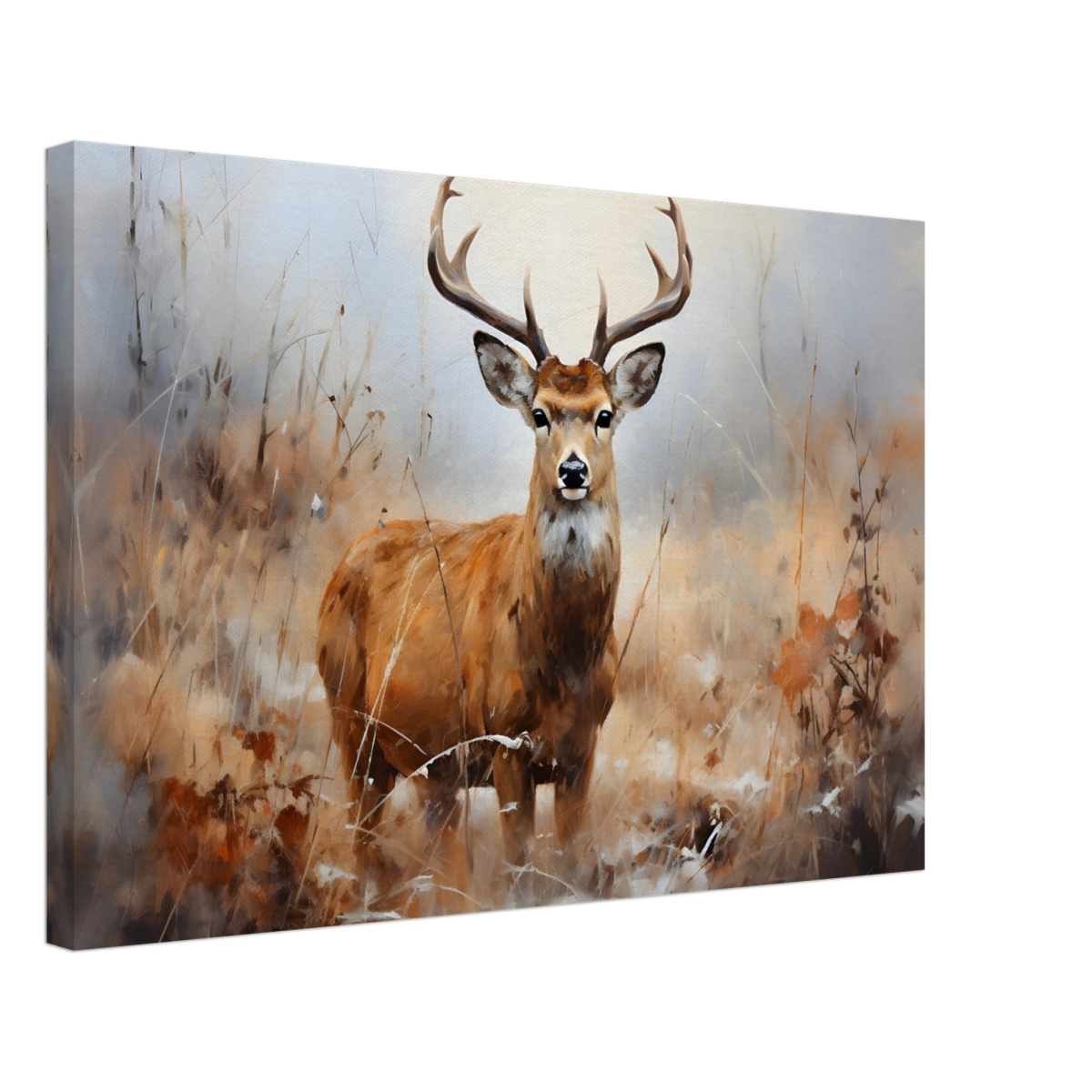 Majestic Stag – Wildlife Deer Portrait Wall Art Print - Canvas - 40x60 cm / 16x24″ - 