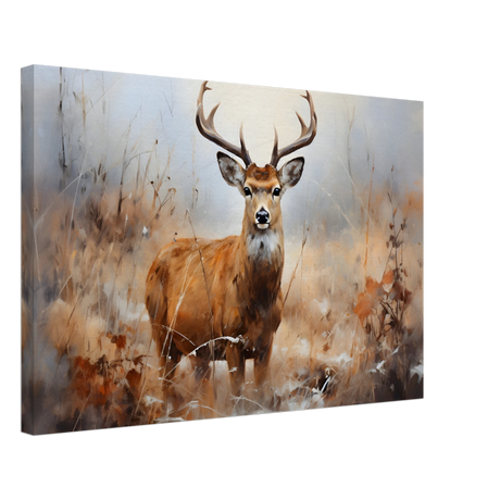 Majestic Stag – Wildlife Deer Portrait Wall Art Print - Canvas - 40x60 cm / 16x24″ - 