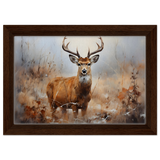 Majestic Stag – Wildlife Deer Portrait Wall Art Print - Framed Canvas - 20x30 cm / 8x12″ - Dark wood frame