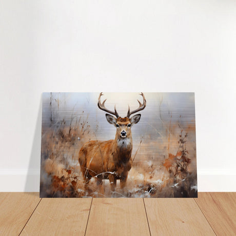 Majestic Stag – Wildlife Deer Portrait Wall Art Print - Brushed Aluminum Print - 20x30 cm / 8x12″ - 