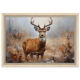 Majestic Stag – Wildlife Deer Portrait Wall Art Print - Framed Canvas - 30x45 cm / 12x18″ - Wood frame