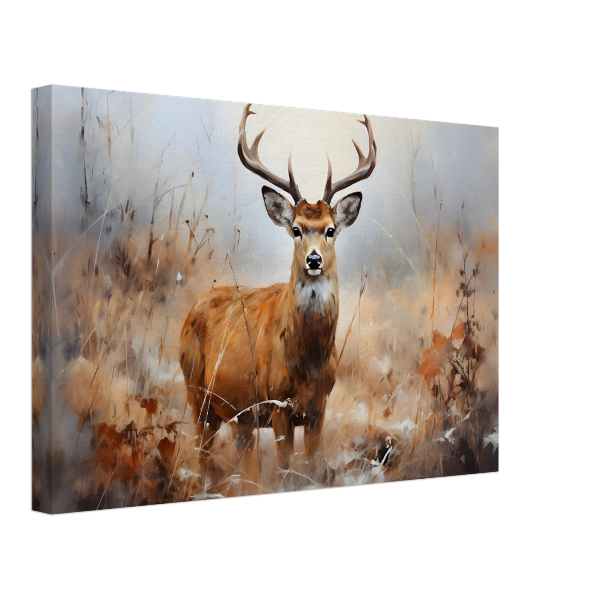 Majestic Stag – Wildlife Deer Portrait Wall Art Print - Canvas - 30x45 cm / 12x18″ - 