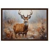 Majestic Stag – Wildlife Deer Portrait Wall Art Print - Framed Canvas - 50x75 cm / 20x30″ - Dark wood frame