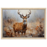 Majestic Stag – Wildlife Deer Portrait Wall Art Print - Framed Canvas - 40x60 cm / 16x24″ - Wood frame