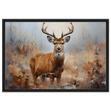 Majestic Stag – Wildlife Deer Portrait Wall Art Print - Framed Canvas - 60x90 cm / 24x36″ - Black frame