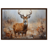 Majestic Stag – Wildlife Deer Portrait Wall Art Print - Framed Canvas - 60x90 cm / 24x36″ - Dark wood frame