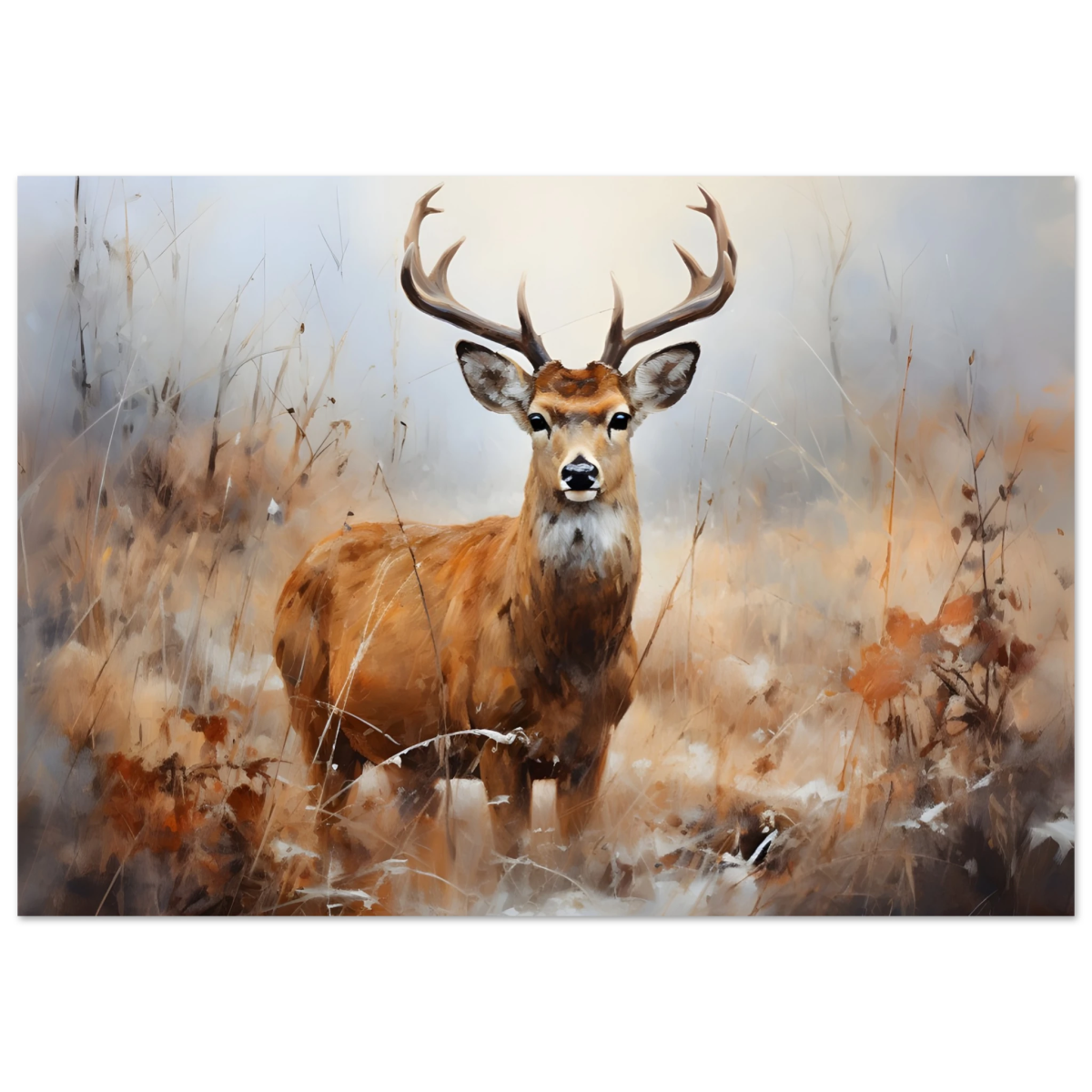 Majestic Stag – Wildlife Deer Portrait Wall Art Print - Fine Art Poster - 70x100 cm / 28x40″ - 