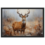 Majestic Stag – Wildlife Deer Portrait Wall Art Print - Framed Canvas - 50x75 cm / 20x30″ - Black frame