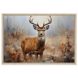 Majestic Stag – Wildlife Deer Portrait Wall Art Print - Framed Canvas - 60x90 cm / 24x36″ - Wood frame