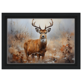 Majestic Stag – Wildlife Deer Portrait Wall Art Print - Framed Canvas - 20x30 cm / 8x12″ - Black frame