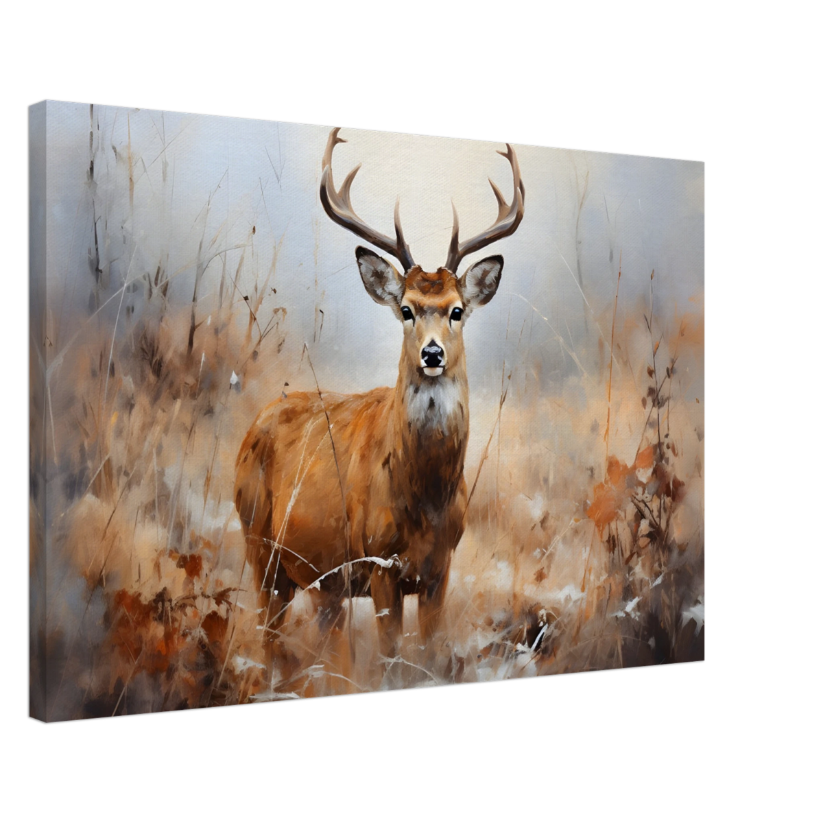 Majestic Stag – Wildlife Deer Portrait Wall Art Print - Canvas - 50x75 cm / 20x30″ - 