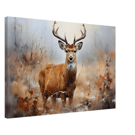Majestic Stag – Wildlife Deer Portrait Wall Art Print - Canvas - 50x75 cm / 20x30″ - 