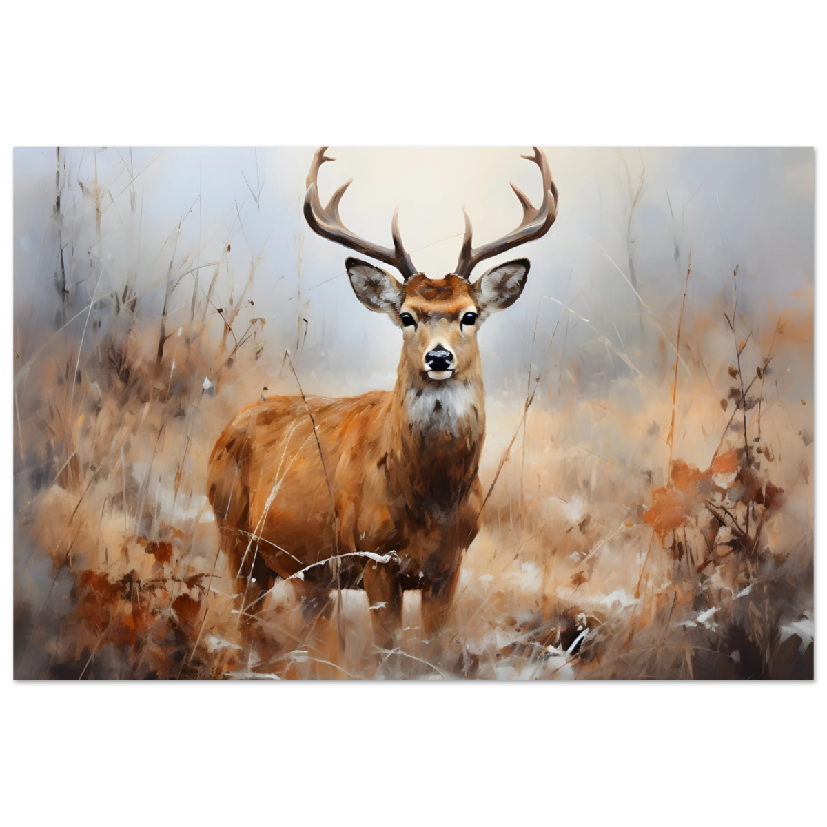 Majestic Stag – Wildlife Deer Portrait Wall Art Print - Fine Art Poster - 40x60 cm / 16x24″ - 