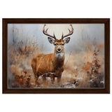 Majestic Stag – Wildlife Deer Portrait Wall Art Print - Framed Canvas - 30x45 cm / 12x18″ - Dark wood frame
